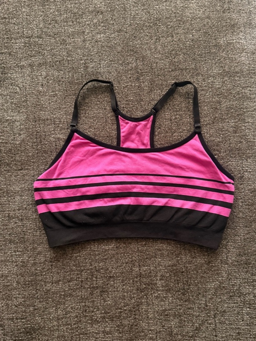 Women's Striped Sports Bra Pink & Black Size M